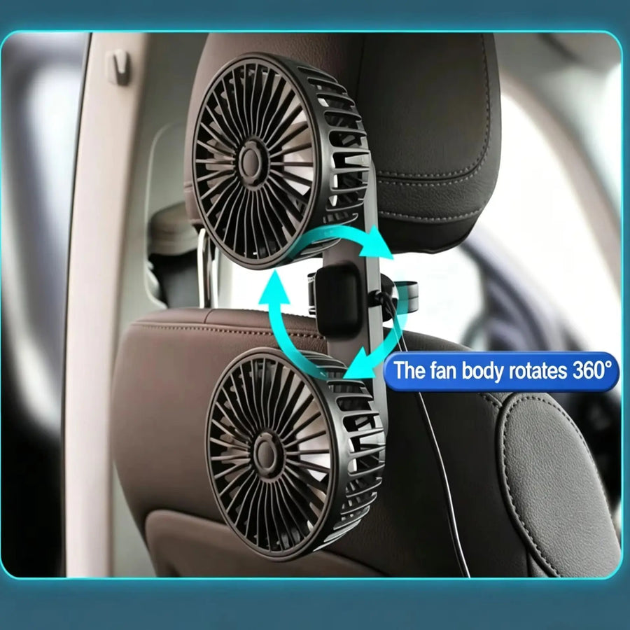 Dual-Head 360° Rotatable Car Seat Back Fan