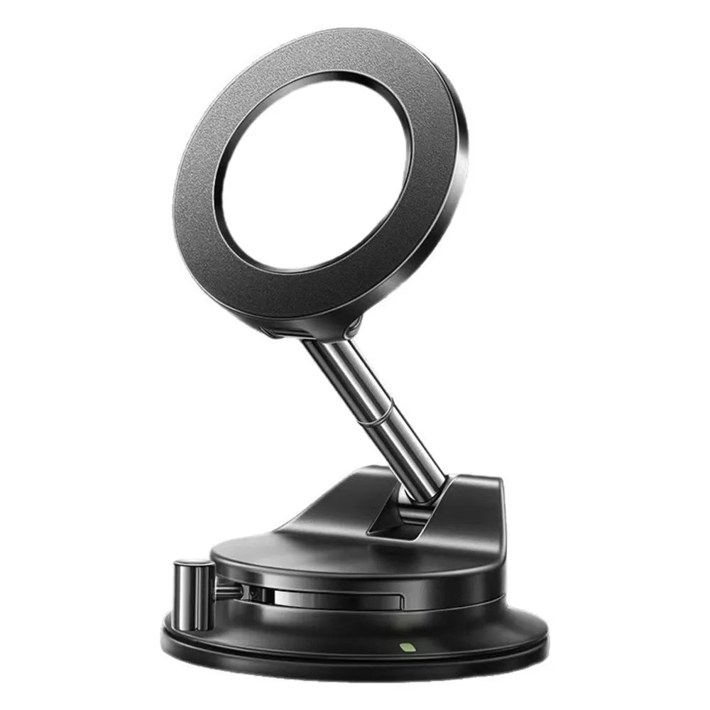 Black phone stand with a flexible arm on a white background