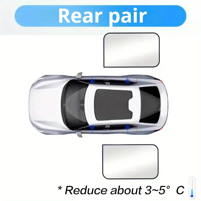 Car window tint with a clear car illustration showing the effect on temperature reduction.