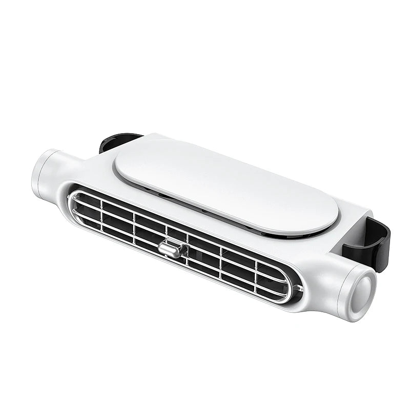 White car air vent with black accents on a white background