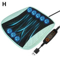 Massage pillow with LED lights and USB cable on a white background