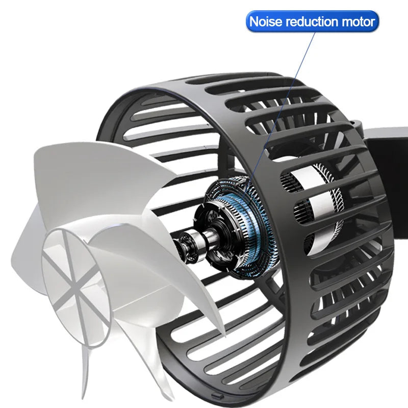 Noise reduction motor with a propeller on a white background