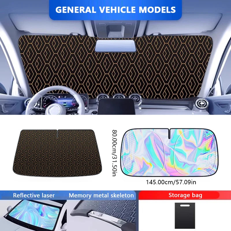 Titanium Silver Car Front Window Sunshade Curtain